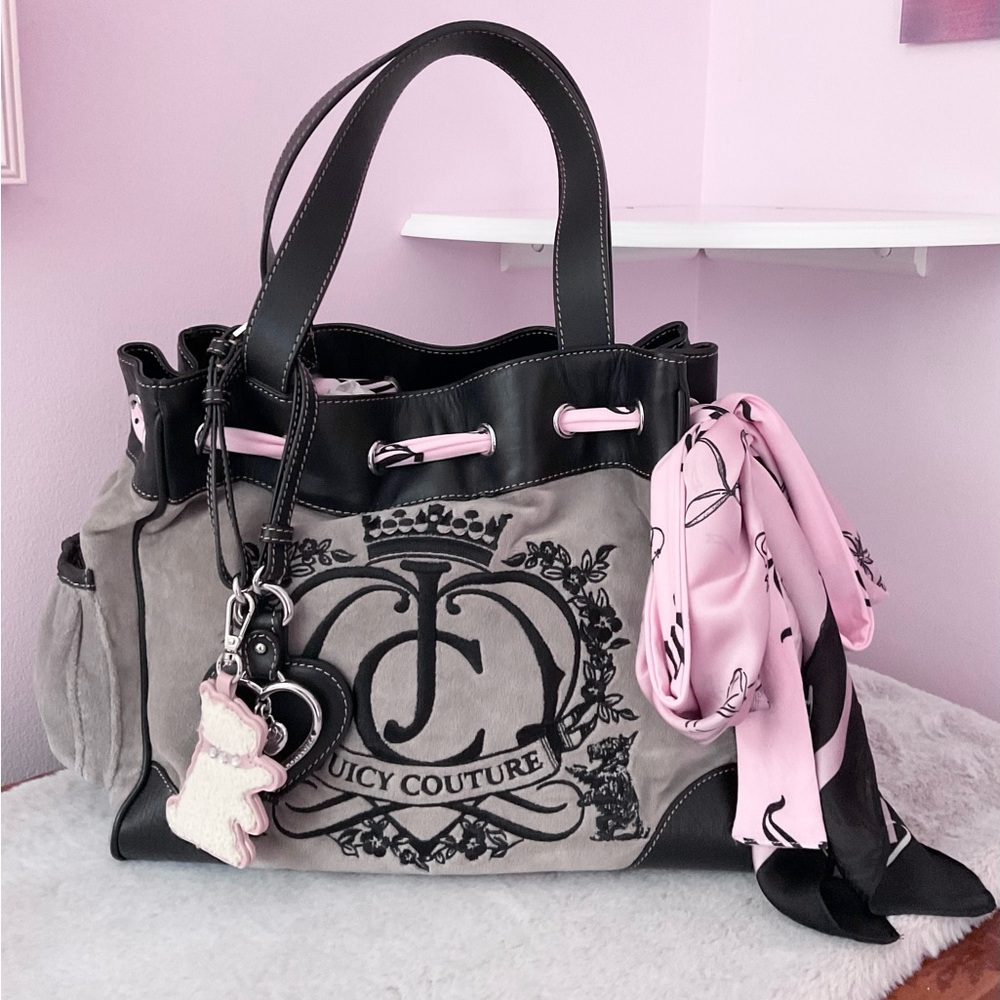 Juicy Couture black and grey DayDreamer tote bag